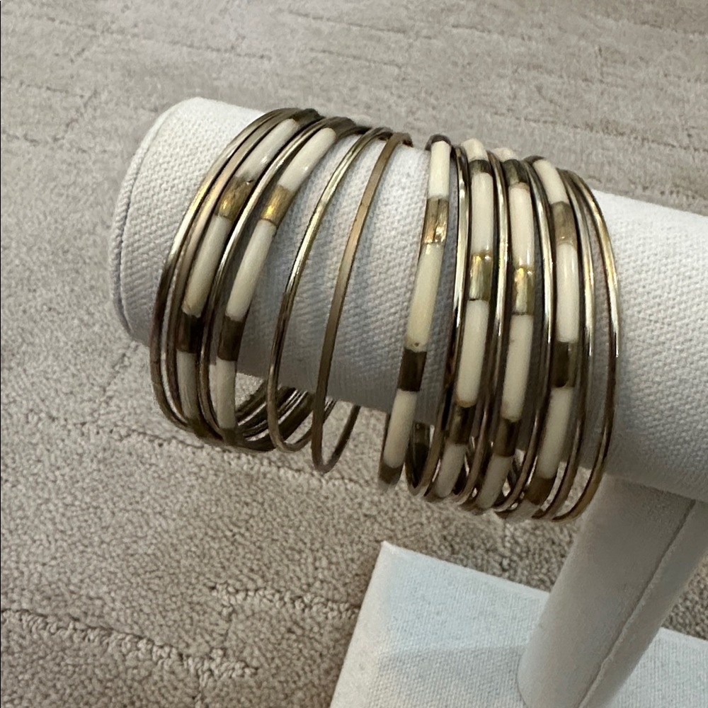 Gold and Cream Bangle Set - Picture 2 of 5